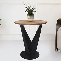 Metalsmith Black & Brown Wooden Round Bedside Table-image-22
