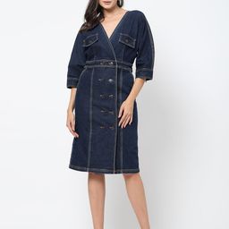 COSMIC TRIO Women Denim A-Line Dress-image-14