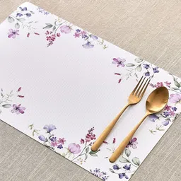 Home Centre Meadows Theme Purple & White 6 Pieces Floral Printed Table Placemats-picture-2