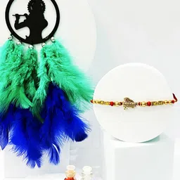 COLOR SPLASH Rakhi With Krishna Dream Catcher & Roli Chawal Gift Set-33