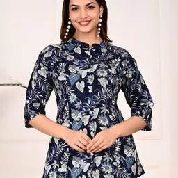 GUDWEARS Women Floral Printed Mandarin Collar Top-picture-26