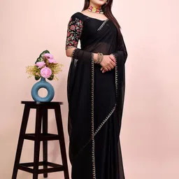 K 5 Fashion Embroidered Pure Chiffon Saree-10