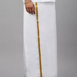 Ramraj Men Solid Adjustable Dhoti with Border image 2