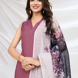 MOJILAA V Neck Straight Kurta WithTrousers &  Dupatta-picture-37