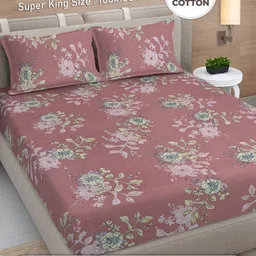 Myntra Elegant Homes Rust & Pink 300 TC Cotton King Bedsheet Set 2.70 m x 2.70 m-image-12