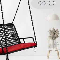Swingzy Black & Red Hammock Hanging Swing With Cushion-17