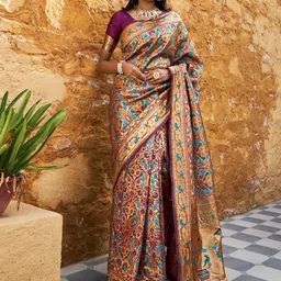 KALINI Woven Design Zari Silk Blend Paithani Saree-image-10