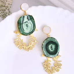DASTOOR Gold Plated Artificial Stones Studded Contemporary Drop Earrings-71