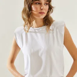 BIANCO LUCCI Women Extended Sleeves Cut Outs T-shirt-image-90