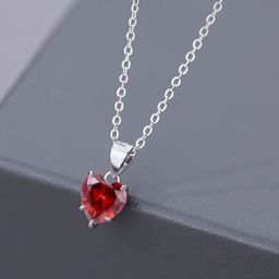 Estailo fashion Women Silver-Plated Cubic Zirconia-Studded Heart Shaped Pendant With Chain-image-79