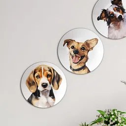 THE QUIRKY HOME 3Pcs White & Brown Printed Ceramic Premium Decorative Wall Decors-5