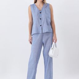 Qurvii V-Neck Sleeveless Top With Trouser Co-Ords-picture-3