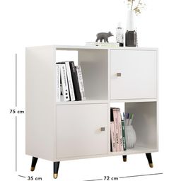 HEXA RED White Moisture & Termite Resistant Free Standing Book Shelf image 2