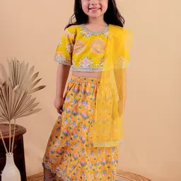 JUNITOS Girls Printed Ready to Wear Lehenga & Blouse With Dupatta-image-58
