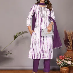 Royal Export Geometric Printed Thread Work Kurta with Trouser & Dupatta image 3