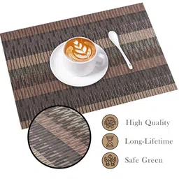 Kuber Industries Placemats Set Of 18 Unisex Brown Striped Rectangular Shape Table Mats image 2
