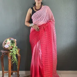 KAYOMMI Striped Pure Georgette Saree-image-87