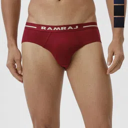Ramraj Men Pack of 4 Solid 100% Soft Combed Fine Jersey Outer Elastic Briefs-26