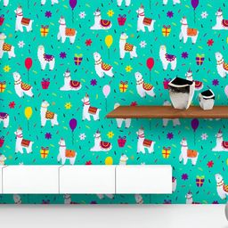 ArtzFolio Printed UV-Resistant Anti-Bacterial Lamas & Balloons Peel & Stick Wallpaper-image-60