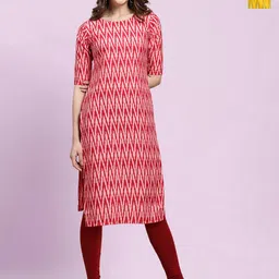 Moda Rapido Selection of 2 Chevron Printed Round Neck Straight Kurtas-35
