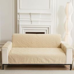HOUSE OF QUIRK Beige Printed Four Seater Quilted Water-Resistant Sofa Mat With Arms-image-17