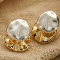 FIMBUL Rhodium-Plated Textured Contemporary Studs-image-32