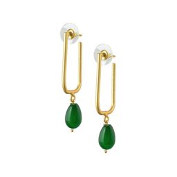 BAESD Gold-Plated Square Artificial Beaded Drop Earrings image 2