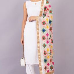 JC4U Keyhole Neck Straight Kurta with Salwar & With Dupatta-36