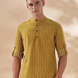 Anouk Floral Printed Band Collar Cotton Kurta-picture-19