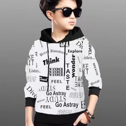 TICOSS Boys Typography Printed Hooded T-shirt-56