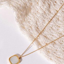ZAISHA 18K Gold Plated Square Charm Pendant With Chain-19