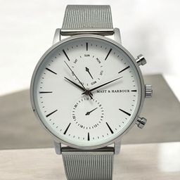 Mast & Harbour Men Brass Dial & Stainless Steel Bracelet Style Straps Analogue Watch MPMHI-001-SS-10