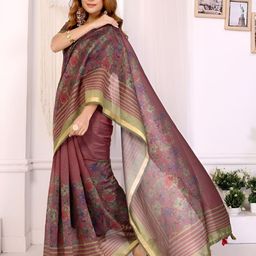 TANU CREATIONS Floral Printed Chanderi Saree with Zari Border-picture-9