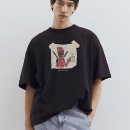 TOGS & TERRE Deadpool Printed Drop-Shoulder Sleeves Oversized Organic Cotton T-Shirt-image-93