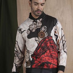 PRONK Men Camouflage Checked Polyester Bomber with Embroidered Jacket-21