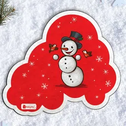 Indigifts Red & White Printed Wooden Decorative Magnet-35