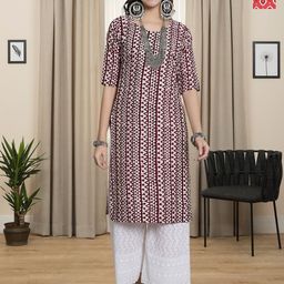 HERE&NOW Selection Of 2 Geometric Printed Round Neck Straight Kurta-43