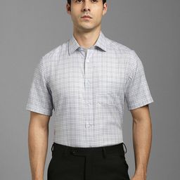 Louis Philippe Checked Spread Collar Formal Cotton Shirt-image-23