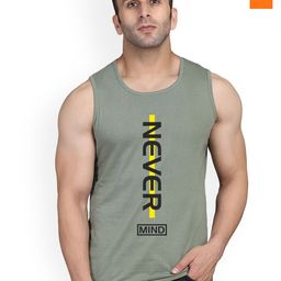 SLOWLORIS Pack Of 2 Typographic Printed Sleevesless Bio-Wash Combed Cotton Gym Vests-picture-4