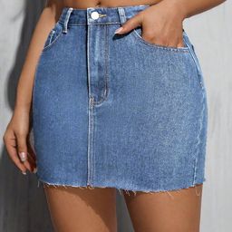 AAHWAN Denim Straight Mini Skirts-image-57