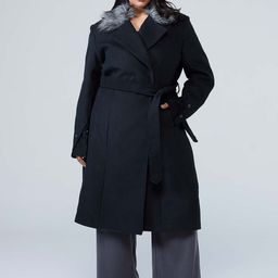 20Dresses Double Breasted Fur Detail Midi Overcoat-image-28