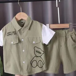 YK Boys Printed Short Sleeves Shirt With Shorts-image-99