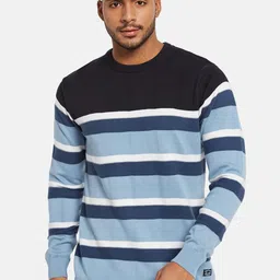 METTLE Men Colourblocked Cotton Pullover Sweaters-image-30