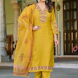 Siya Fashion Women Floral Embroidered Regular Thread Work Kurta with Trousers & With Dupatta-picture-44