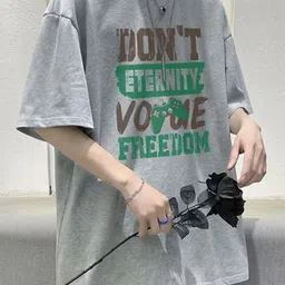 HERE&NOW Men Typography Printed Mandarin Collar Drop-Shoulder Sleeves Pockets T-shirt-picture-41