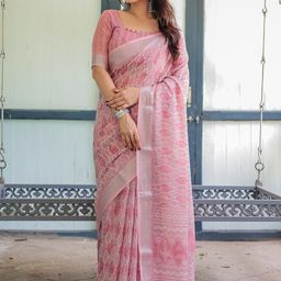 all about you Ethnic Motifs Zari Pure Linen Saree-picture-18