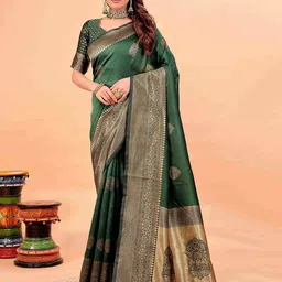 SAADHVI Ethnic Motifs Woven Design Zari Kanjeevaram Saree-picture-32