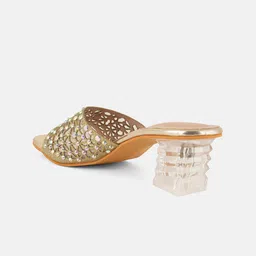 Anouk Embellished PU Party Block Sandals with Laser Cuts image 2