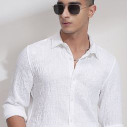 HIGHLANDER Men Comfort Fit Textured Spread Collar Casual Shirt-picture-38