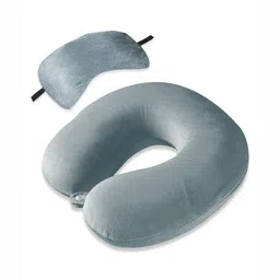 Myntra Elegant Homes Memory Foam Filled Cotton Travel Pillow With Eye Mask-16